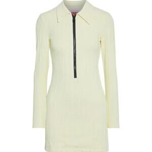 Solid & Striped Ribbed-knit Long Sleeve Mini Dress In Blonde Rib Size XS